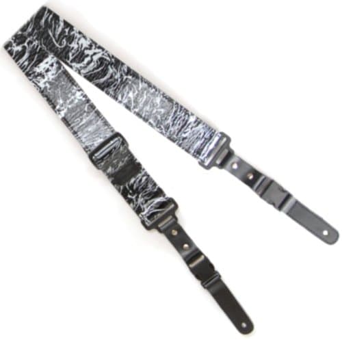 City Limits Guitar Strap-Artsy-White Paint Splatter on Black Patent Leather