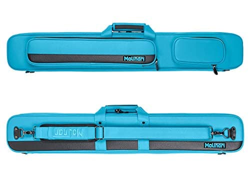 Molinari by Predator Professional Carom Billiards Flag Bag Collection Hard Cue Case 2x4 for 2 Cue Butts and 4 Cue Shafts 2B/4S in Cyan/Black Color