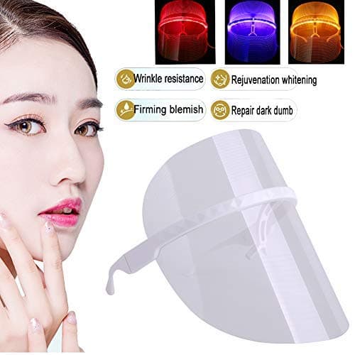 3 Colors LED Facial Mask Photon Therapy Facial Mask Spectral Skin Rejuvenation Mask Anti- Wrinkles Whitening Acne Cleansing Mask LED Mask Beauty Treatment LED Beauty Face Mask