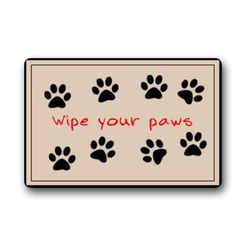 Custom Welcome Doormats - Funny The Dog Footprints "Wipe Your Paws" Print In Your Doormats (Machine-washable) T001