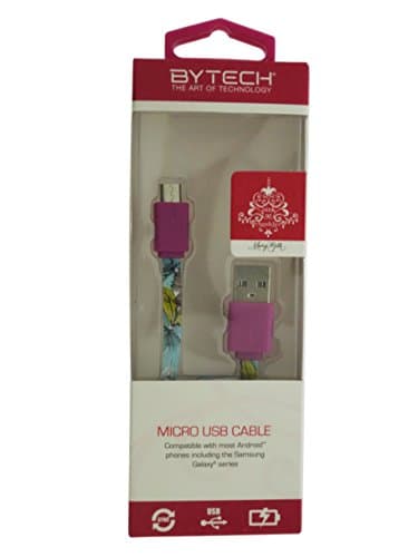 Pink Chandelier 3.5' Micro USB Sync/Charge Cable - Abstract Floral Print by Artist Mary Beth Freet