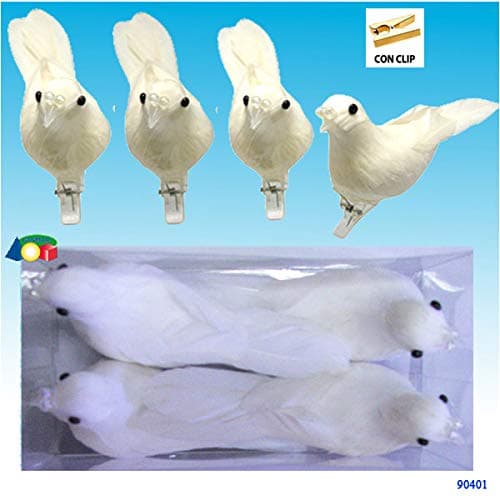 Givi Itali 11Cm Doves with Pearls and Clip (Pack of 4, One Size)