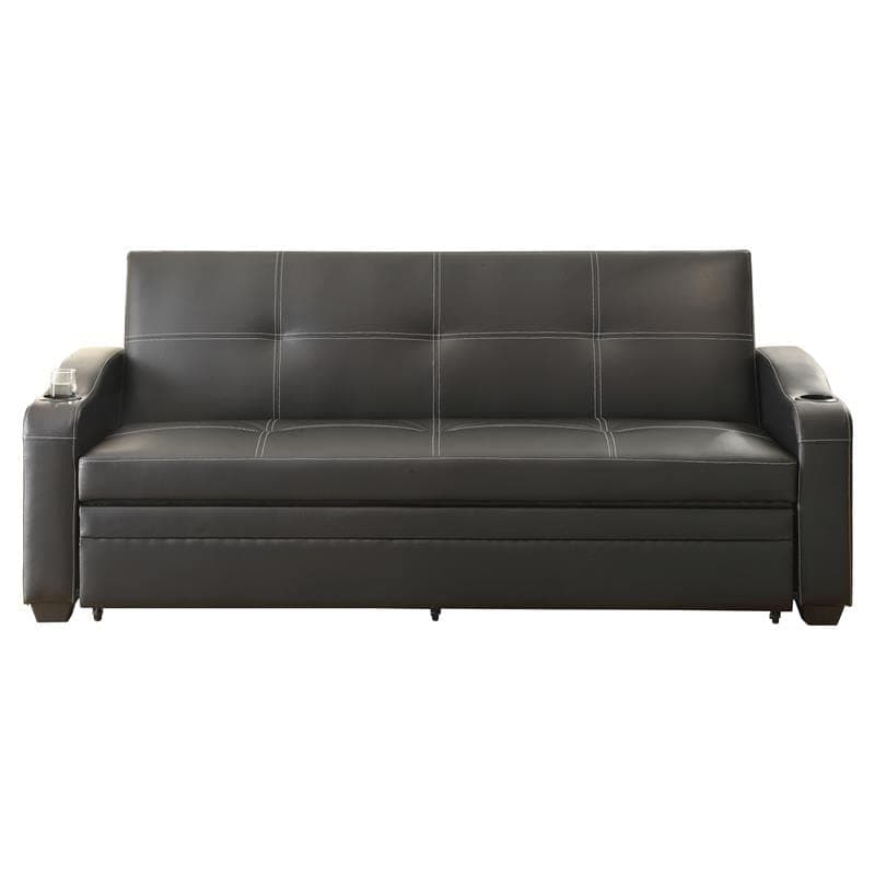 Homelegance4838 Convertible/Adjustable Sofa Bed, Black Bi-Cast Vinyl