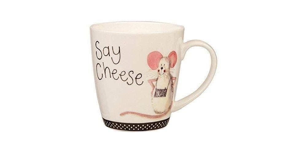 Alex Clark AC Sparkle Cherry SAY Cheese Mug 360ML OP STK 6, Bone China, Multi-Colour, 8.9 x 8.9 x 9.5 cm