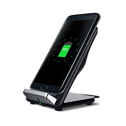 Fast Wireless Charger with Ultra-Quiet Fan,2 Coils QI Wireless Charging Stand for Samsung Galaxy S8/S8+/ S7 / S7 Edge / S6 Edge Plus, Nexus Lumia and All Qi-Enabled Device