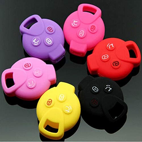 MaiqikenFit for Mercedes Benz Smart Car City Coupe Roadster Fortwo Forfour Silicone Protecting Cover Holder Key Jacket Remote Key Case Shell Cover (Yellow)