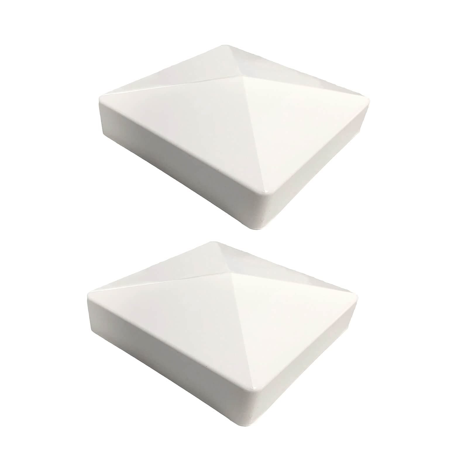 2 Packs 5inch Vinyl Pyramid Style Fence Post Cap/Vinyl Post Caps for 5" x 5" Vinyl Fence Post - White PVC/Vinyl Fence Post Cap 2PCS (5inch)