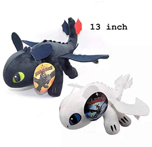 Zamma 10" 21" How to Train Your Dragon Toothless Night Fury Plush Toy Soft Stuffed Animal Dolls (2 PCS 13 INCH)