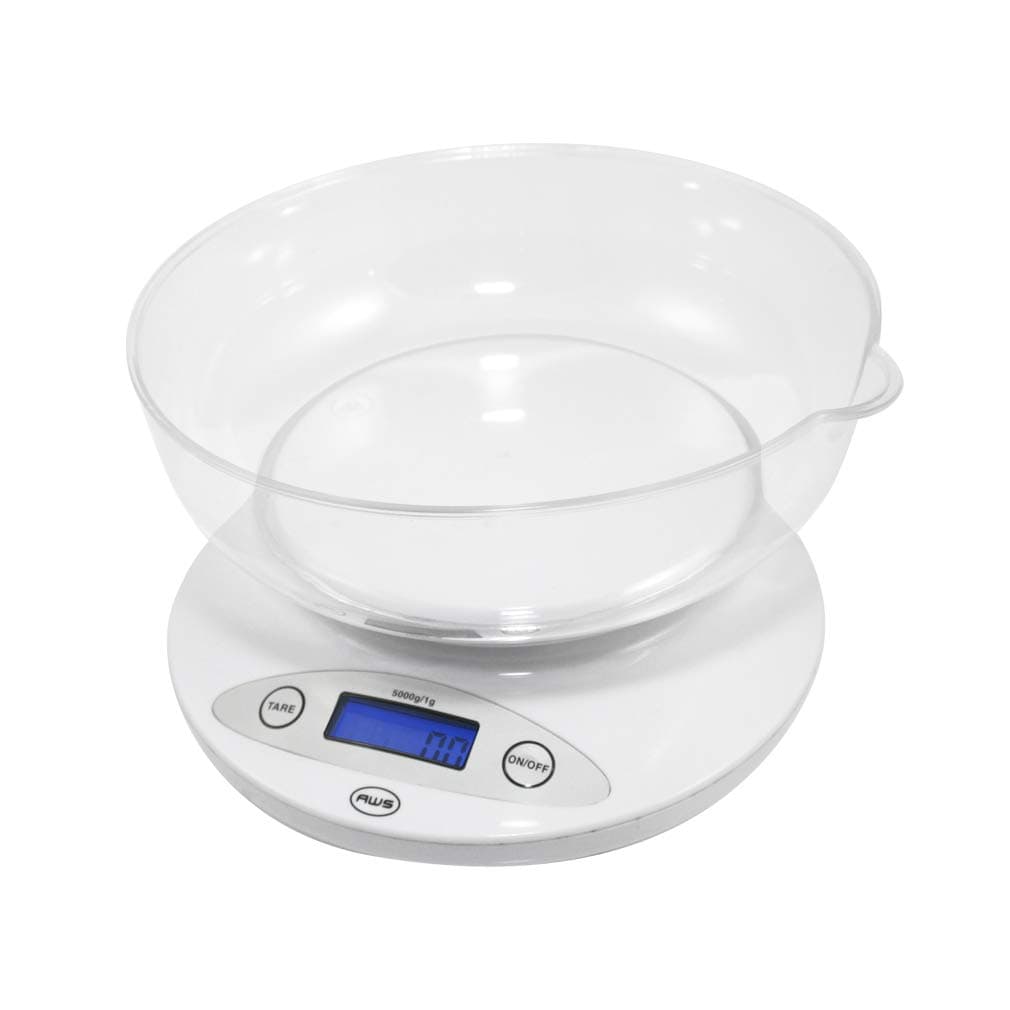 American Weigh Scales Digital Kitchen Bowl Scale, Backlit LCD Display, Auto Off Function, Removable Bowl Design White5KBOWL-WT