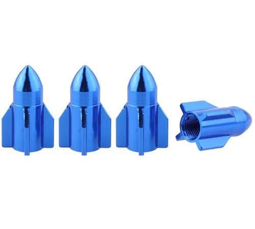 Yaruijia 4x BLUE Schrader Rocket High Pressure Bicycle Bike Car Valve Dust Caps CNC Aluminium