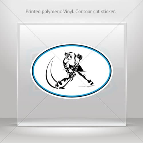 Decal Stickers Ice hockey player car helmet window bike Garage door 6 X 4.1 Inches Vinyl color print 0600 W9532