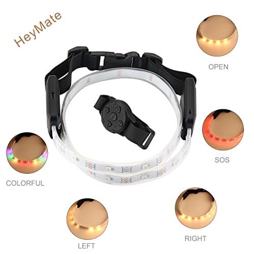 HeyMate LED Belt Light, Rechargeable Signal LED Belt with Control Remote 3 Color 5 Signal LED Strip Lights for Running Walking Cycling Hiking