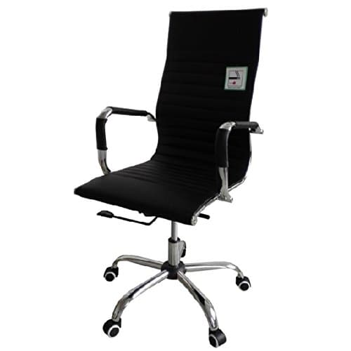 Designer High Back Ribbed Leather Computer Office Reception Chair