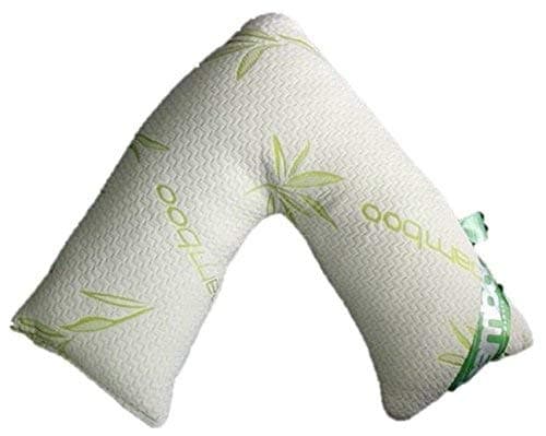 Luxury Bamboo Memory Foam V Shaped Triangle Pillow Washable Anti Dust Mite Nursing Pregnancy and Back Support Pillow Free Pillow case