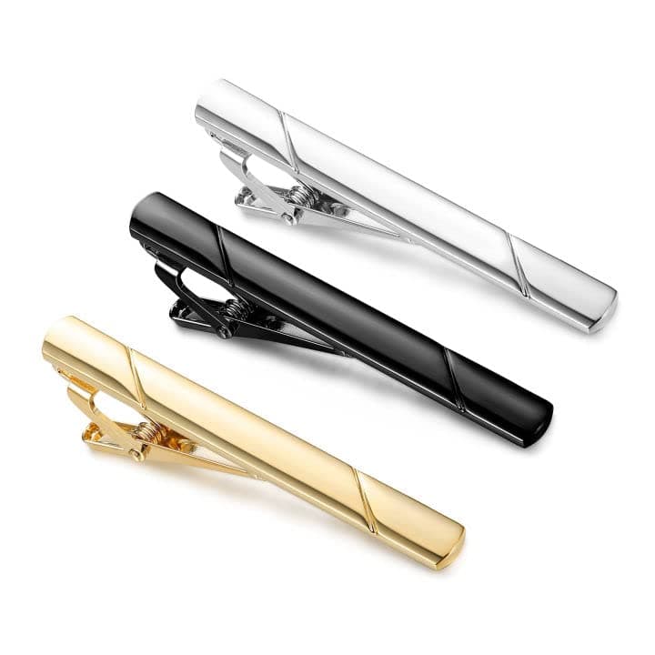 RocteeMen's Tie Clips, Neck Ties Necktie Tie Pins Clasp Tacks for Men with Gold Silver Black 3 Tone, Slim Tie Clip Accessories for Business Wedding and Daily Life, Official Occasions
