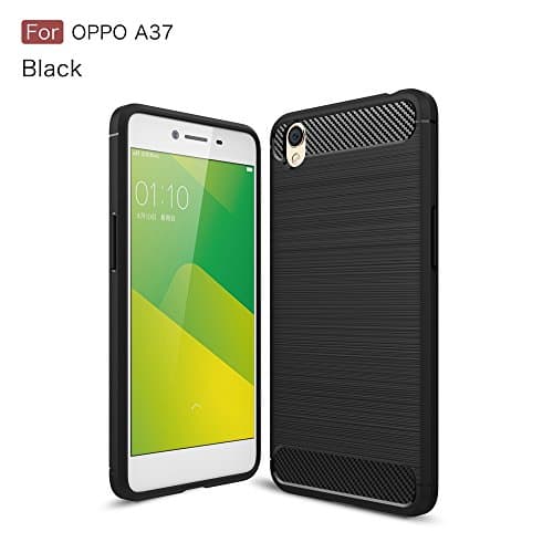 for Oppo A37 Case Carbon Fiber Back Cover Ultra-Thin TPU Bumper-Black