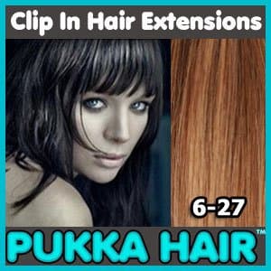 18 Inch (Medium Brown / Caramel Mix #6/27) Clip In Remy Human Hair Extensions - 8 Piece Set - Full Head - Clips Attached - 100g Weight - Get the Celebrity Lush Look!!