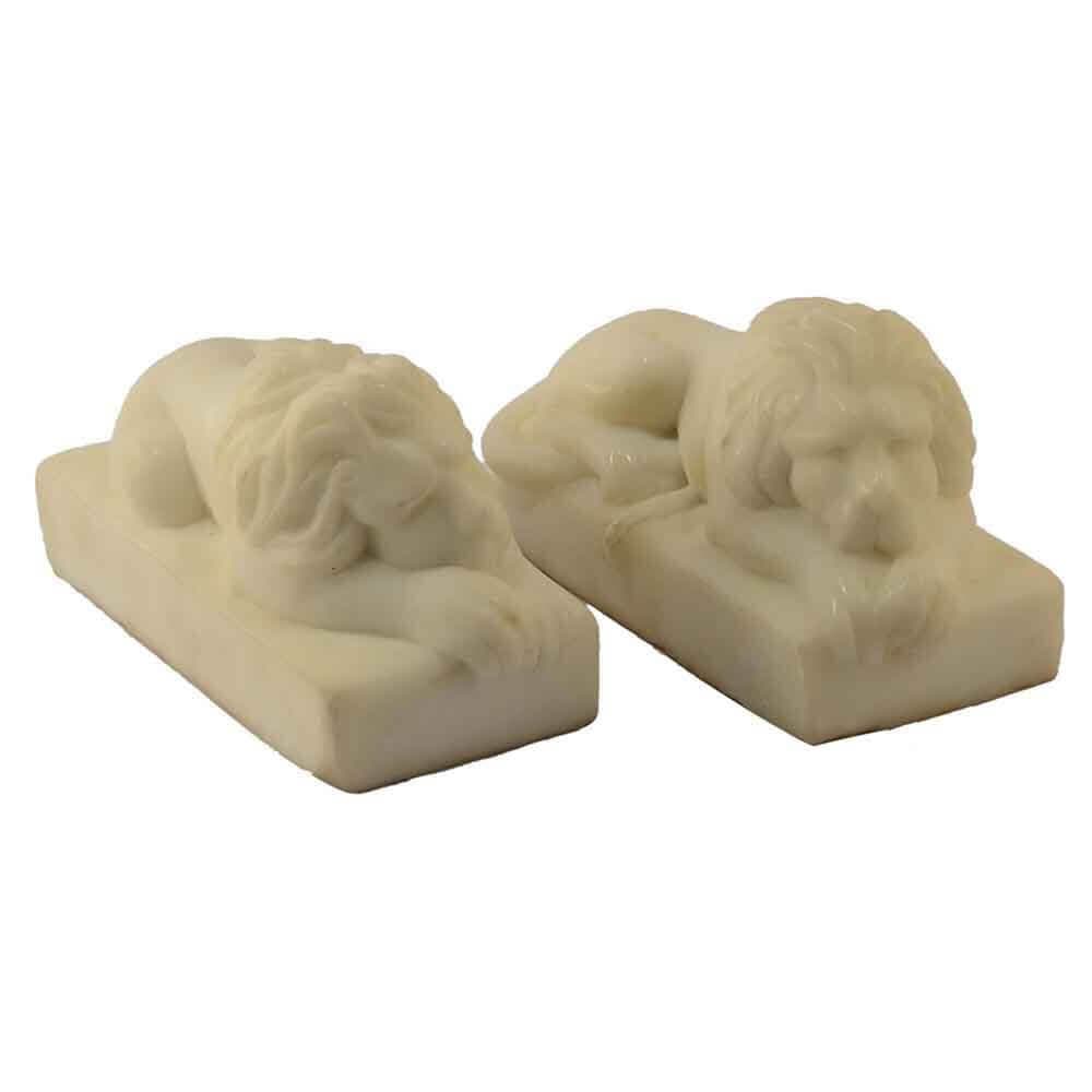 Arte 2000pair of paperweight lions in pure white carrara marble sculpted by hand - art_sa-01-bpc