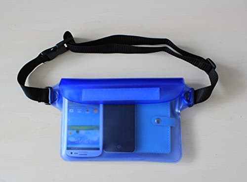 Waterproof Underwater Dry Case Bag with Adjustable Waist Strap for Mobile Phones, iPhone, Samsung Galaxy, Blackberry, LG, HTC, Cameras, Passports & Other Gadgets & Documents. Suitable for All Travels, Camping, Hiking, Biking, Swimming, Boating, and Other Outdoor or Water Sports Activities