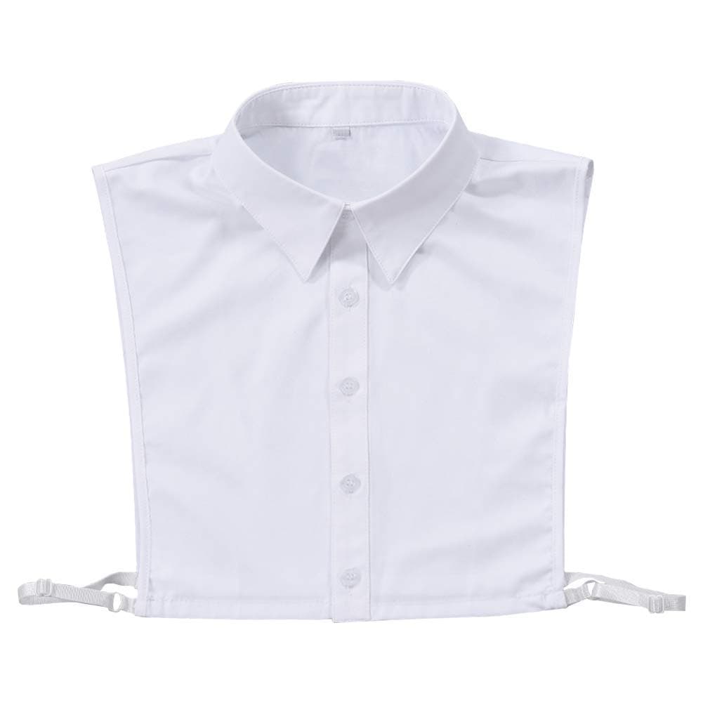 Men's Fashion OL False Collar Solid Color Lapel Half Shirt Fake Collar (B White)