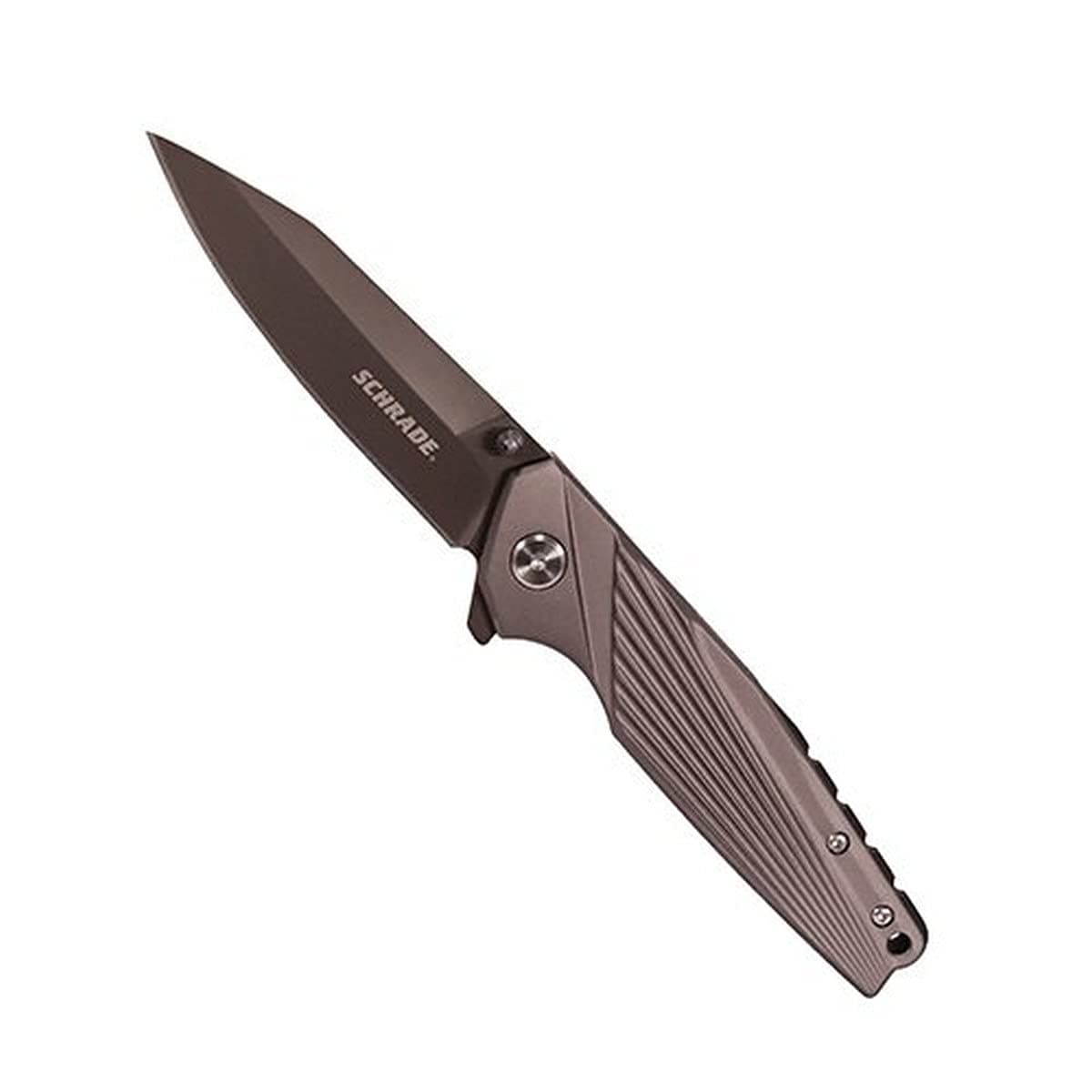 Schrade Ray 8in High Carbon S.S. Ultra-Glide Folding Knife with 3.54in Clip Point Blade and Rubberized Aluminum Handle Outdoor Survival, Camping and EDC