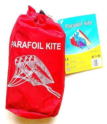 Kebonds Pocket Parafoil Kite - brightly coloured, single line with long tail