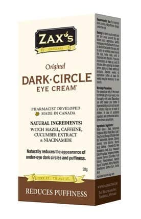 Zax's Original #1 Dark Circle Eye Cream - Reduces Puffiness, Tackles Eye Bags, Leaves Eyes Refreshed, Pharmacist Developed, Natural Ingredients, Made In Canada, 28g