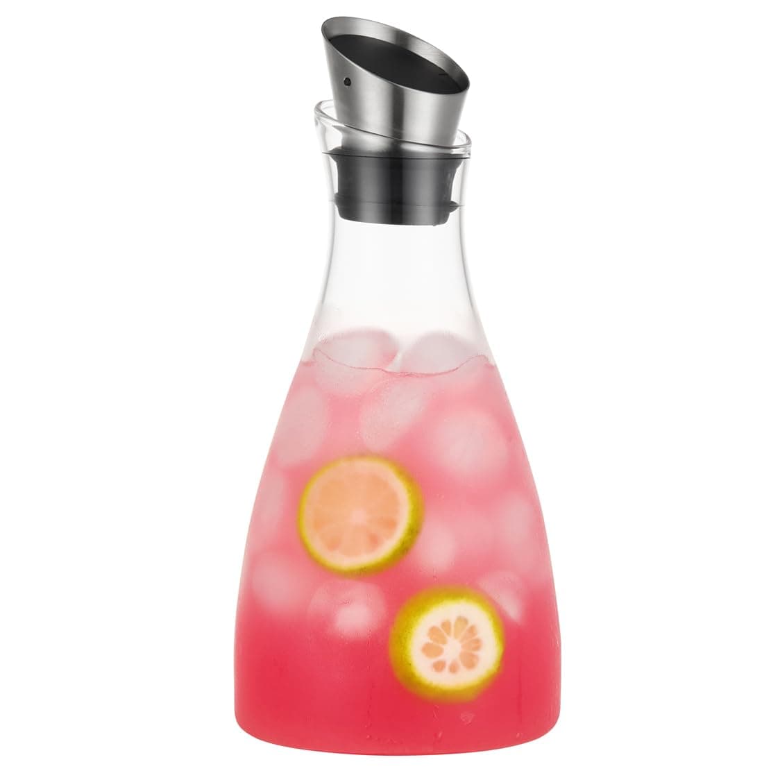 Purefold 44 Ounce Glass Carafe with Stainless Steel Lid, Ice Tea Pitcher, Juice jar, Tea & Coffee Maker, Perfect Drinkware for Hot and Cold Water Pitcher