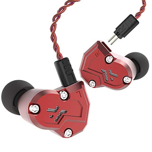 RevoNext QT3S in Ear Monitor,Noise Isolating Wired Headphones Quad Driver in Ear Earbuds 2DD+2BA Metal Shell HiFi Bass Headphones with 0.78mm 2 Pins Detachable Cable(Red no mic)