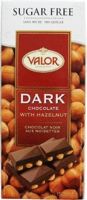 Valor Suger Free Dark Chocolate with Hazelnuts 5.3 Oz Bar