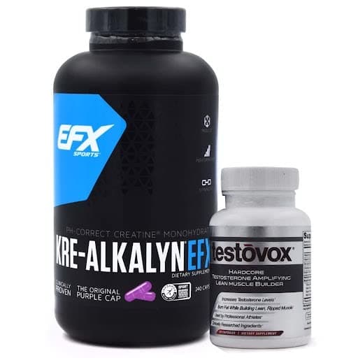 Kre Alkalyn (240 Capsules) and Testovox (60 Capsules) - Kre-Alkalyn Creatine Monohydrate Muscle Building Bundle | Professional Strength Bulk Supplements With Buffered Creatine Powder Pills Stack