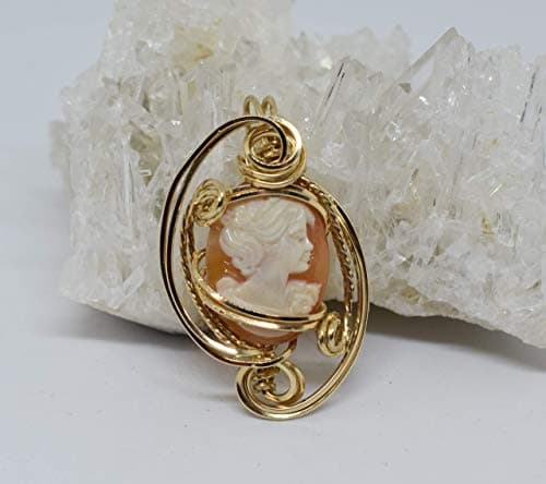 High Quality Hand-carved Authentic Italian Shell Cameo Pendant, 14 Carat Rolled Gold, Wire Sculpted Pendant, Wire Wrapped Jewelry, Women's Fine Jewelry, Victorian Style Cameo