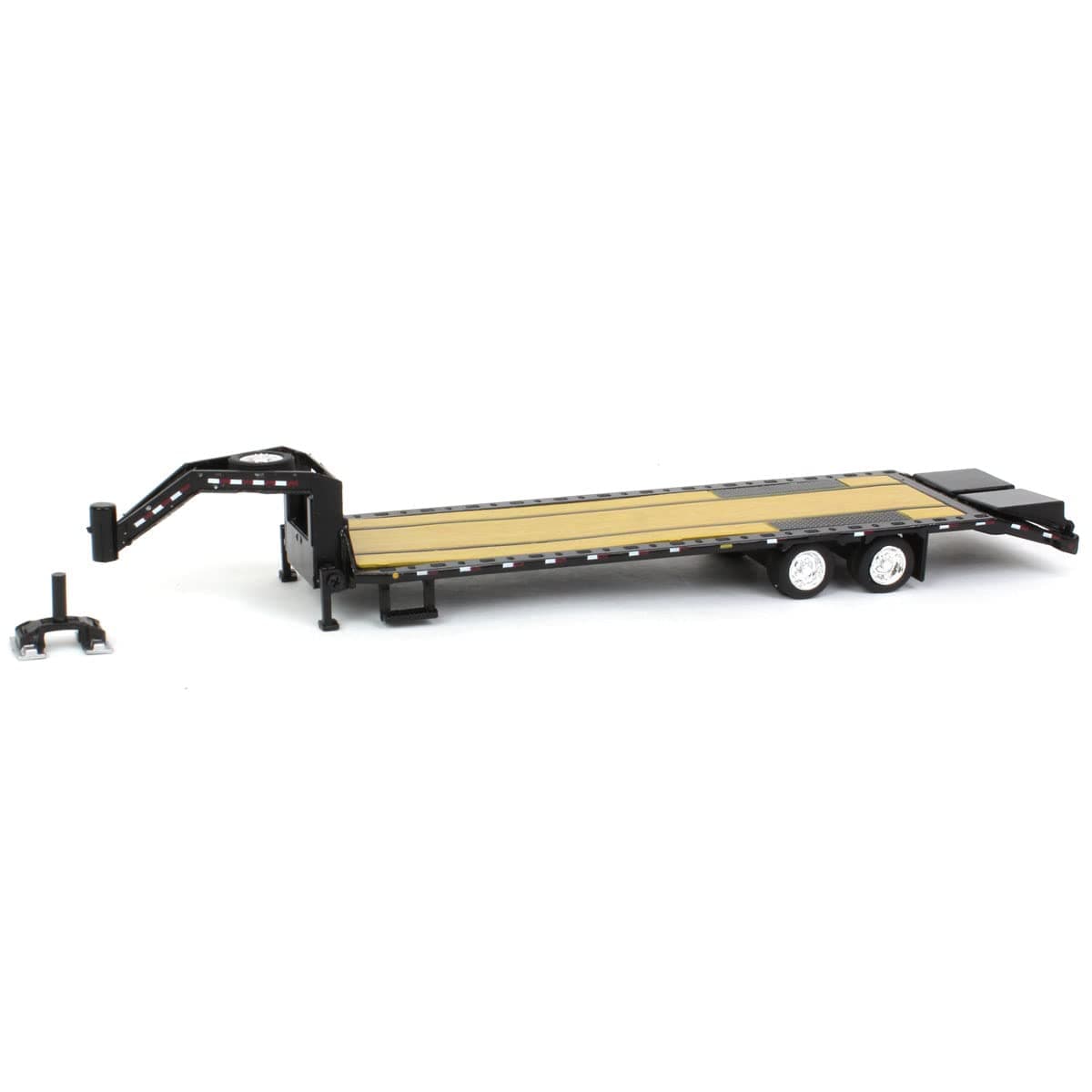 Greenlight 30390 Gooseneck Trailer - Black With Red And White Conspicuity Stripes (Hobby Exclusive) 1:64 Scale Diecast For Unisex Adult