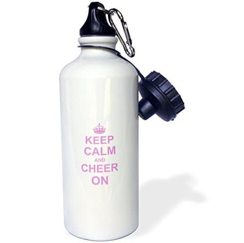 Liandun Keep Calm and Cheer on-Carry on Cheering Sports Water Bottle, 21oz, White