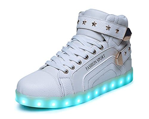 Men's Women's Led Shoes HIigh Top 11 Colors USB Charging Flashing Sneakers for Birthady Party Club White