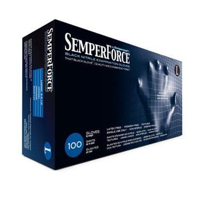 Sempermed SemperForce Black Powder Free Exam Medical Gloves, Small (10 Boxes: 1000 Case)