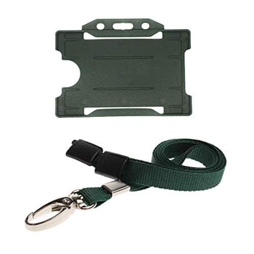 ALG ID Cards® Dark Green ID Card Badge Holder - Dark Green Lanyard Card Holder - Lanyard Neck Strap with Metal Clip & Safety Breakaway Release for ID Cards Pass Holder