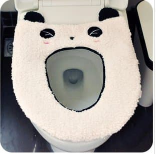 Fluffy Cute Cartoon Warmer Washable Toilet Mat Suede Seat Mat Cushion (White)