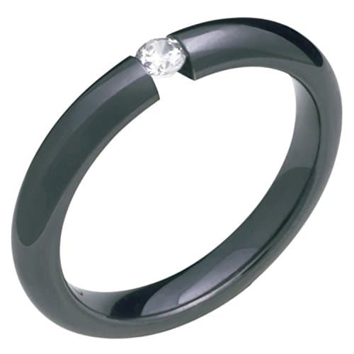 Alain Raphael Stunning Black Titanium Ring with Diamond Tension Set 3mm Wide Wedding Band