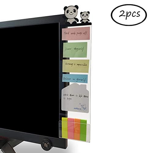 MINSA Fashion Multifunction Utility Acrylic Transparent Computer Monitors Side Panel/Memo Pads/Message Boards/Sticky Boards for Computer Screen, 1 Set (Left & Right) (Owl)