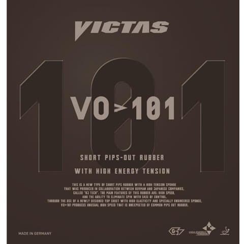 VO > 101 Short Pips - Pips Out Table Tennis Rubber – Black 1.6mm