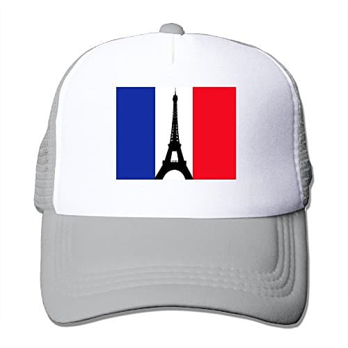 Uzhongquux French Flag With The Eiffel Tower Summer Mesh Cap With Adjustable Snapback Strap Ash