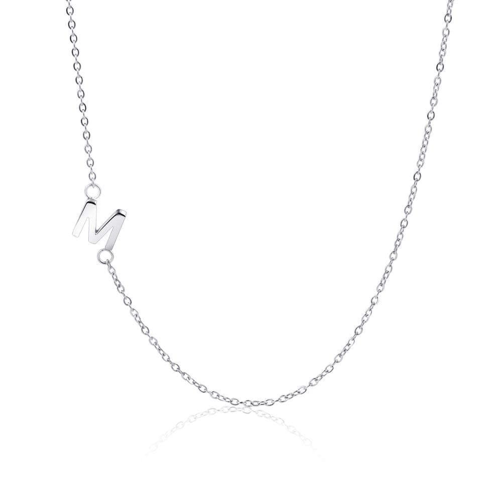 BOCHOI Sideways Initial Necklace Small Minimalist Side Letter Pendant Chain Necklace for Women Girls Stainless Steel Alphabet Jewelry Gift for Mother Girlfriend Wife Friends Birthday