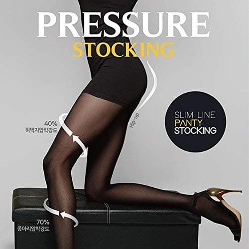[DearFrom] Step 3 Pressure Stockings Beige Black Colors Free Size Made in Korea Compression socks (Black)