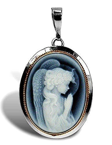 DiVinci Guardian Angel Blue Agate Cameo in a Sterling Silver Frame