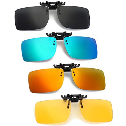 Clip-on Sunglasses Polarized Unisex Anti-Glare Driving Glasses With Flip Up for Prescription Glasses (BLACK-2)