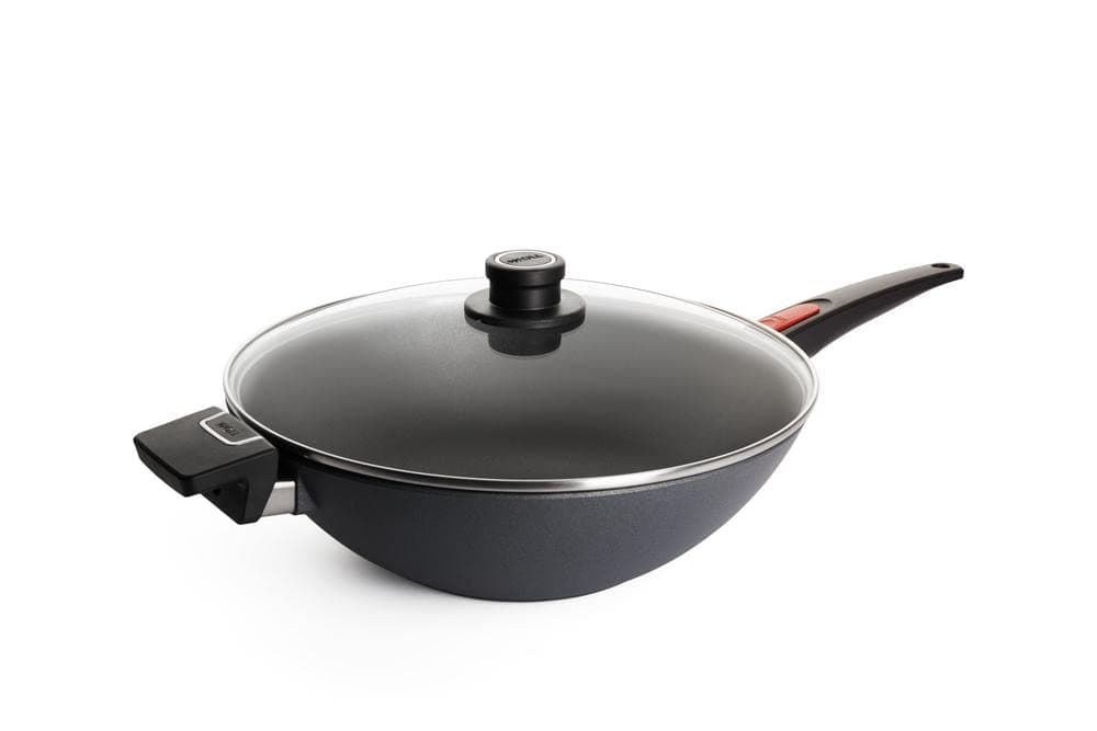Woll Diamond Lite Wok and Mixing Pan with Glass Lid, Diameter 34 cm, Height 11 cm, with Removable Handle, Suitable for Ceramic, Gas, Electric, Halogen - Not Suitable for Induction Cookers, Non-Stick