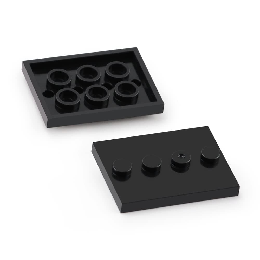 60pcs Plates Parts Tile Modified 3x4 with 4 Studs in Center Black Compatible with Figure Display Base Collector Series Pack Set 88646