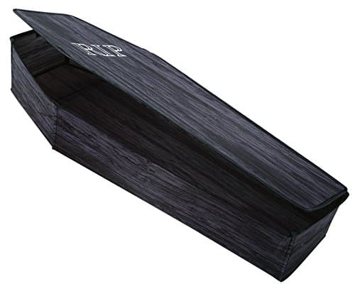 Coffin with Lid Wooden Look Halloween Prop Lifesize Decoration Haunted House