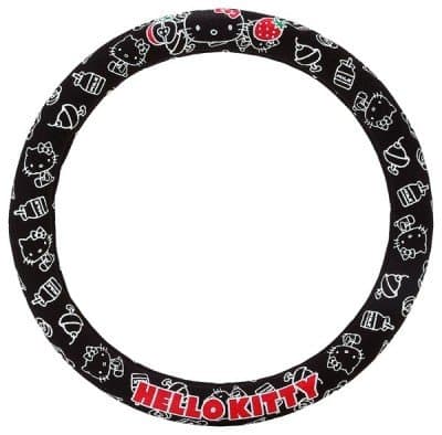 Hello Kitty Steering Wheel Cover Black Dessert w/ Red Strawberry